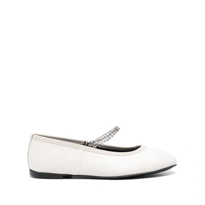 Kate Cate Juliette Leather Ballerina Shoes In White