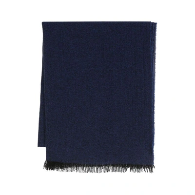 Lady Anne Fringed-edge Cashmere Scarf In Blue