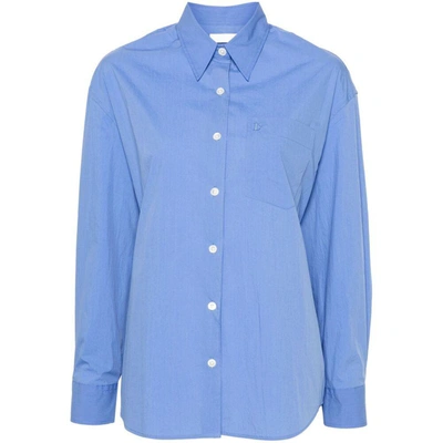Low Classic Logo-embroidered Long-sleeve Shirt In Blue