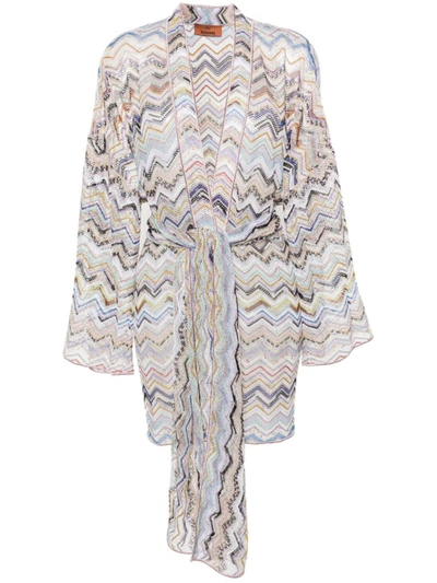 Missoni Zigzag Pattern Short Cover-up In Blue