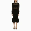 ALEXANDER MCQUEEN BLACK KNITTED MIDI DRESS