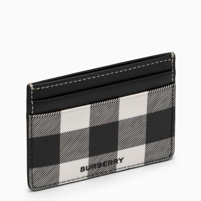 Burberry Black & White Check Card Holder In Brown