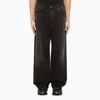 BALENCIAGA BALENCIAGA | BLACK DENIM BAGGY PANTS WITH SIZE STICKERS