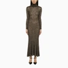 BALENCIAGA BROWN AND GOLD DRESS WITH SEQUINS