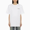 ROTATE BIRGER CHRISTENSEN ROTATE BIRGER CHRISTENSEN | WHITE COTTON OVERSIZE T-SHIRT WITH PADDED SHOULDER STRAPS