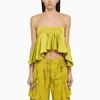 Attico Charmeuse Cropped Top With Adjustable Straps In Yellow