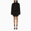 Attico Black Satin Mini Dress With All Over Logo In Black
