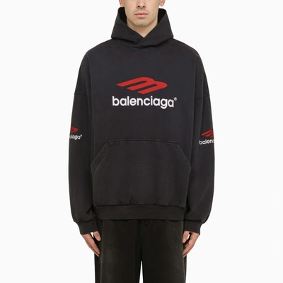 Balenciaga 3b Sports Icon Oversized Hoodie In Black