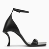 Balenciaga Squared Toe Huorg Leather Sandals 11cm In Black