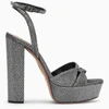 Aquazzura Sinner 140 Platform Sandals In Metallic Leather In Grey