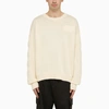 OFF-WHITE OFF-WHITE™ CREAM CREWNECK SWEATSHIRT WITH DIAGONAL EMBROIDERY