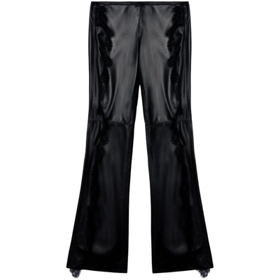 Off-white Lace-trim Leather Trousers In Black