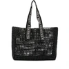 Palm Angels Logo-strap Raffia Tote Bag In Black