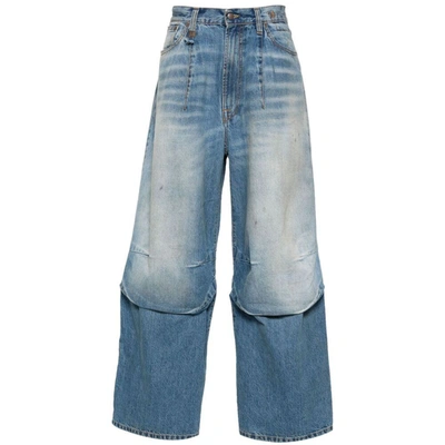 R13 Glen Dart Detailed Faded Effect Jeans In Blue