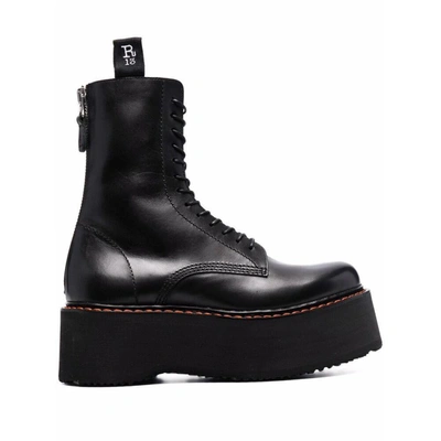 R13 Black Double Stack Boots In Negro