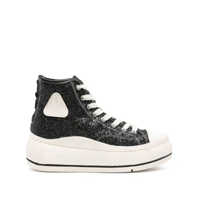 R13 Kurt Paint-splatter Lace-up Sneakers In Black Sparkle