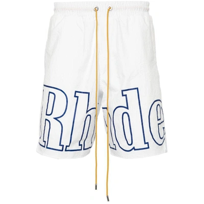 Rhude Logo印花运动短裤 In White