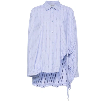 Attico Striped Cotton Shirt In Blue