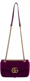 Gucci Small Gg Marmont 2.0 Matelasse Velvet Shoulder Bag - Purple In Fucsia