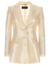 Alberta Ferretti Sequin Embellished Single-breasted Blazer In White