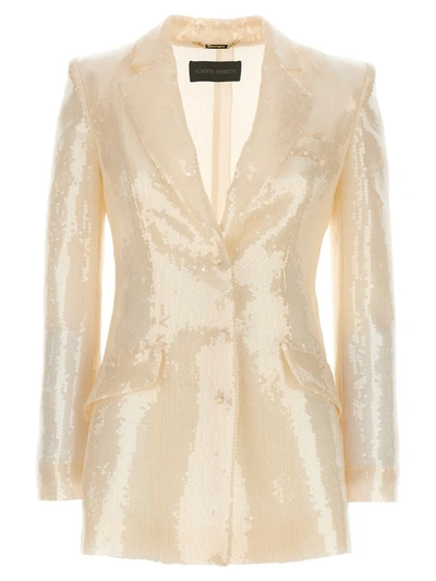 Alberta Ferretti Sequin Blazer In Blanco