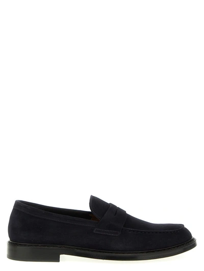 Doucal's Suede Leather Loafers In Black