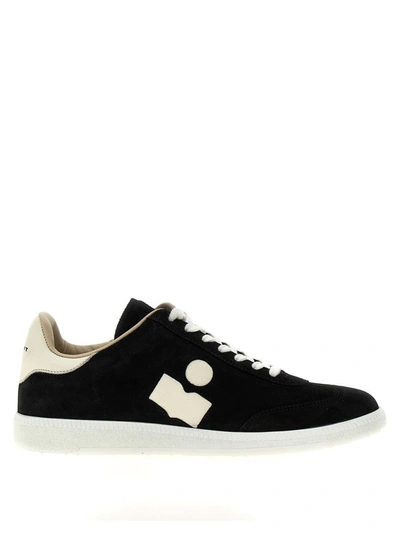 Isabel Marant Suede Logo Snea Sneakers In Faded Black-ecru