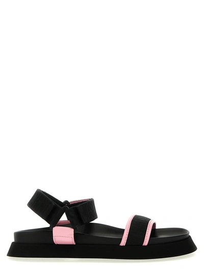 Moschino Black And Pink Logo Sandals