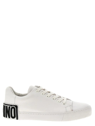 Moschino Logo Leather Low-top Sneakers In White