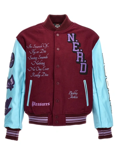 Pleasures Nerd Wool Blend Varsity Jacket In Multicolour