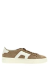 Santoni Double Buckle Sneakers In Beige