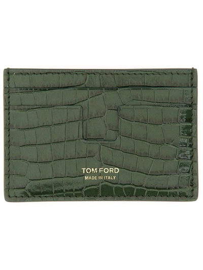 Tom Ford T Line Classic Card Holder In Green