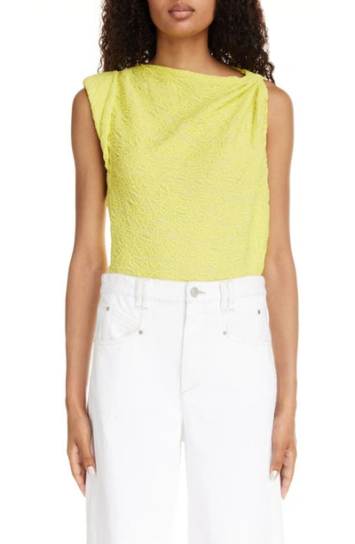 Isabel Marant Fabiena Textured Jacquard Sleeveless Fitted Top In Yellow