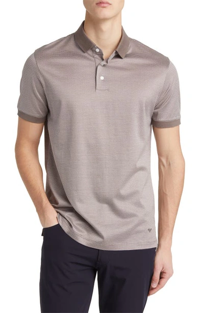 Emporio Armani Men's Printed Jersey-stretch Polo Shirt In Brown/ Off White