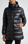 Moncler Courcelles Glossed Shell Parka Coat In Black
