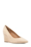 Aquatalia Posie Water Repellent Pointed Toe Wedge Pump In Almond