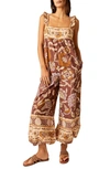 Free People Women's Bali Albright Floral Cotton Sleeveless Jumpsuit In Brown