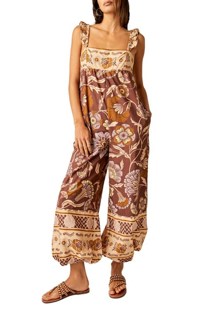 Free People Bali Albright Jumpsuit In Coffee Combo In Coffee Combo