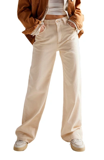 Free People Tinsley Baggy High Rise Jeans In Ecru In White