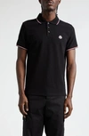 Moncler Navy Tipped Polo Shirt In Black