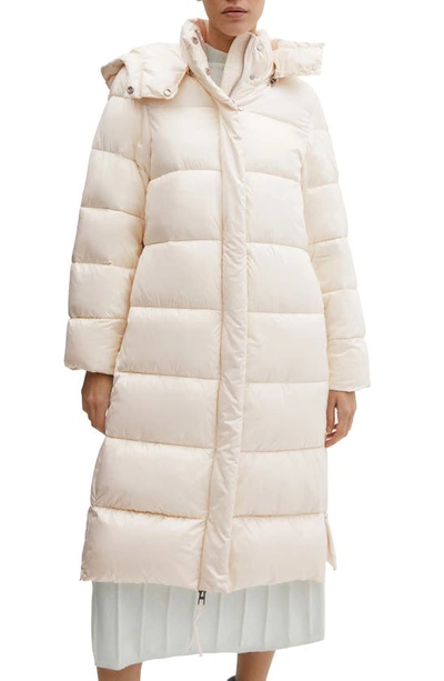 Mango Hooded Water-repellent Quilted Jacket Off White