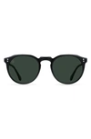Raen Remmy 52mm Polarized Round Sunglasses In Recycled Black/ Green Polar