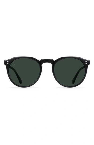 Raen Remmy 52mm Polarized Round Sunglasses In Recycled Black/ Green Polar