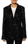 Azalea Wang Isa Sequin Notch Lapel Blazer In Black