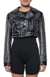 Azalea Wang Gazette Studded Crop Faux Leather Moto Jacket In Black