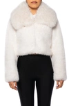 Azalea Wang Crop Faux Fur Jacket In White