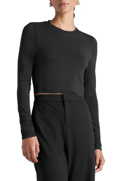 Splendid X Kate Young Silk Modal Long-sleeve Tee In Black