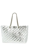 Balenciaga Crush Large Quilted Tote Bag In Silver