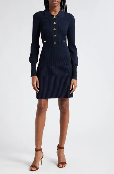 Veronica Beard Lauper Puff-sleeve Sweater Dress In Navy