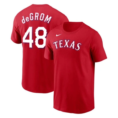 Nike Men's  Jacob Degrom Red Texas Rangers 2023 Name And Number T-shirt